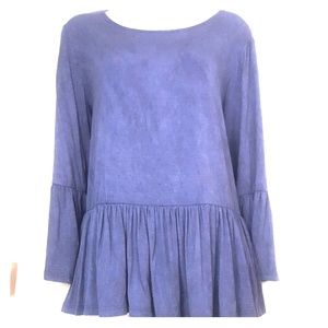 Long Sleeved Blue Peplum Top
